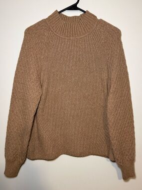 Calvin Klein Camel Ribbed Mock Neck Sweater